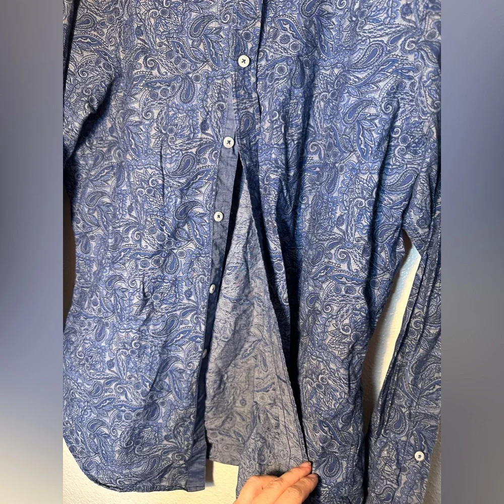 Cremiux premium denim classic button down formal shirt men size Large dark blue - Picture 3 of 6